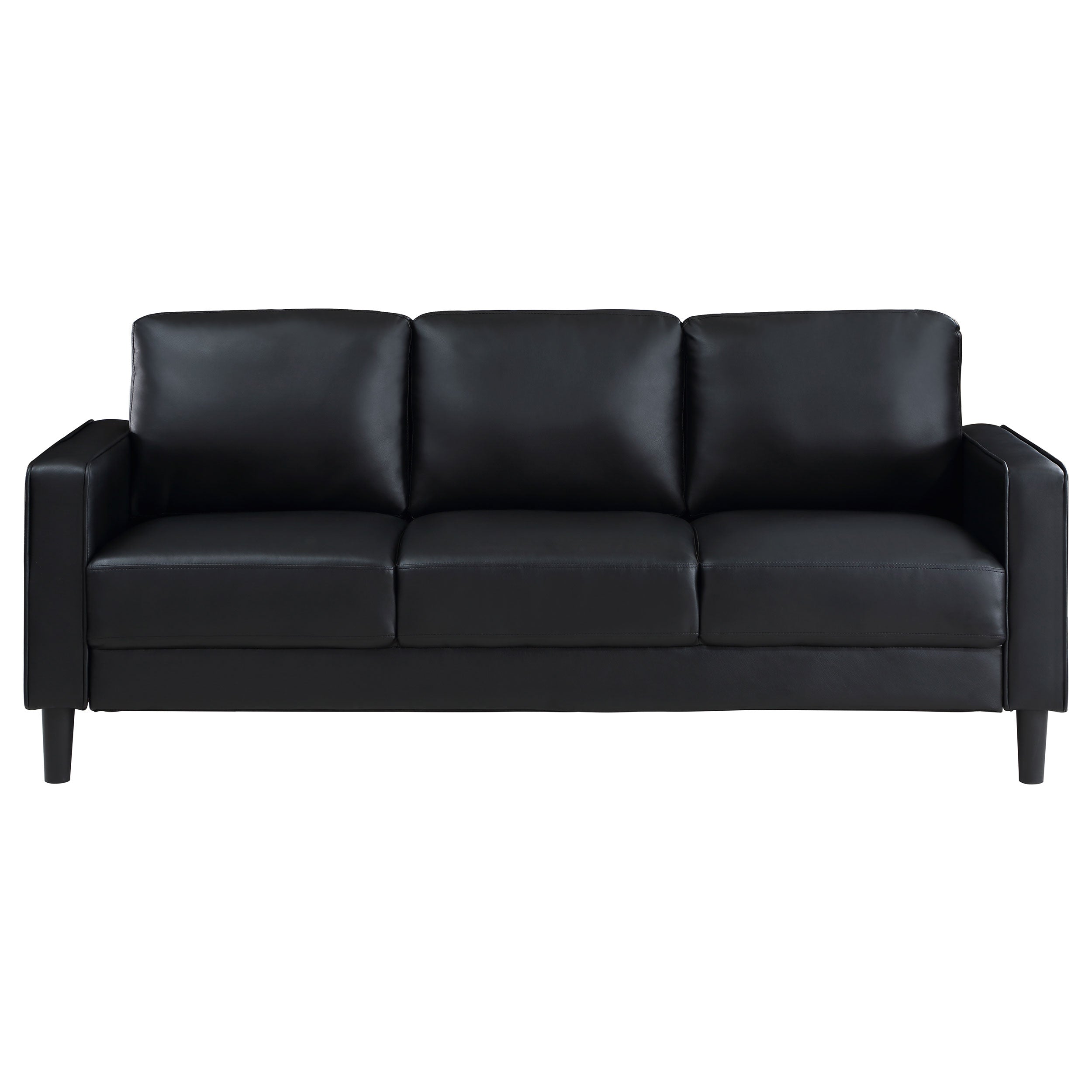 Coaster Ruth Upholstered Track Arm Faux Leather Sofa Black Default Title