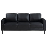 Coaster Ruth Upholstered Track Arm Faux Leather Sofa Black Default Title