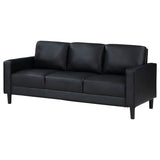 Coaster Ruth Upholstered Track Arm Faux Leather Sofa Black Default Title