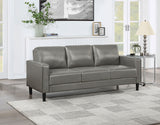 Coaster Ruth Upholstered Track Arm Faux Leather Sofa Grey Default Title