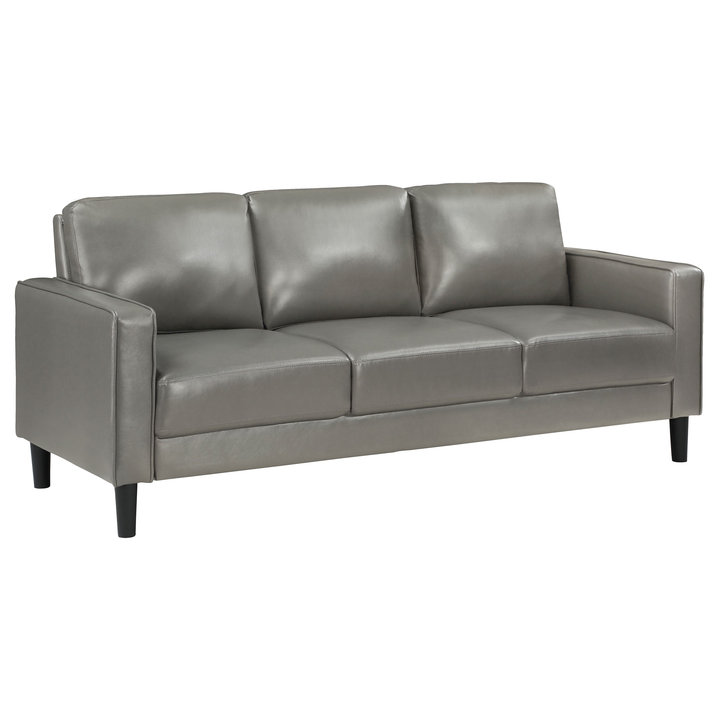 Coaster Ruth Upholstered Track Arm Faux Leather Sofa Grey Default Title