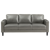 Coaster Ruth Upholstered Track Arm Faux Leather Sofa Grey Default Title