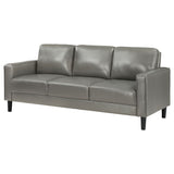 Coaster Ruth Upholstered Track Arm Faux Leather Sofa Grey Default Title