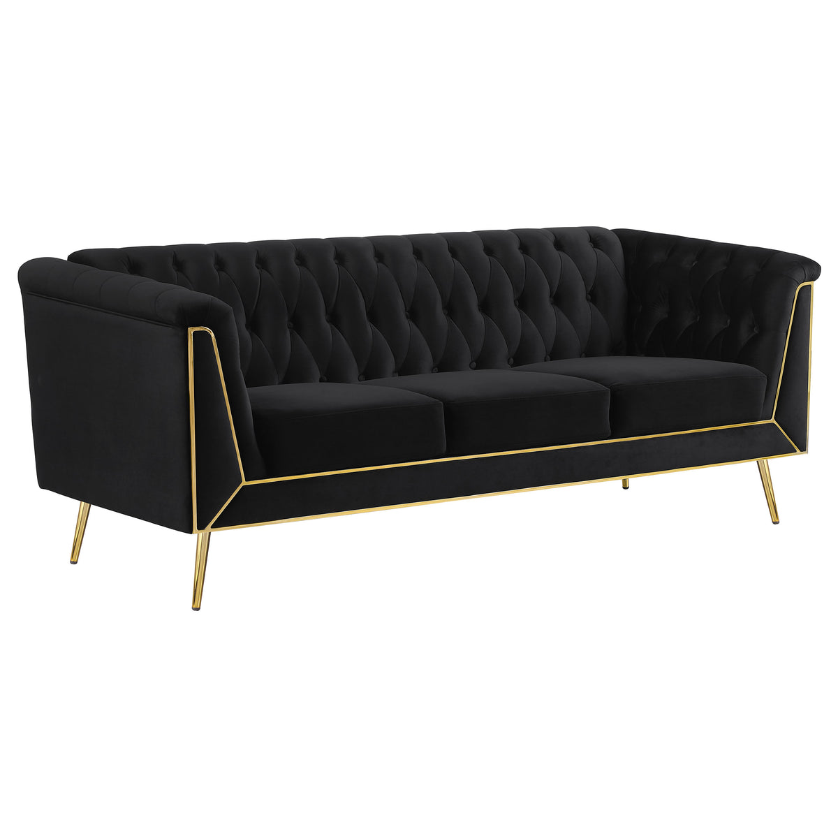 Coaster Holly Tuxedo Arm Tufted Back Sofa Black Default Title