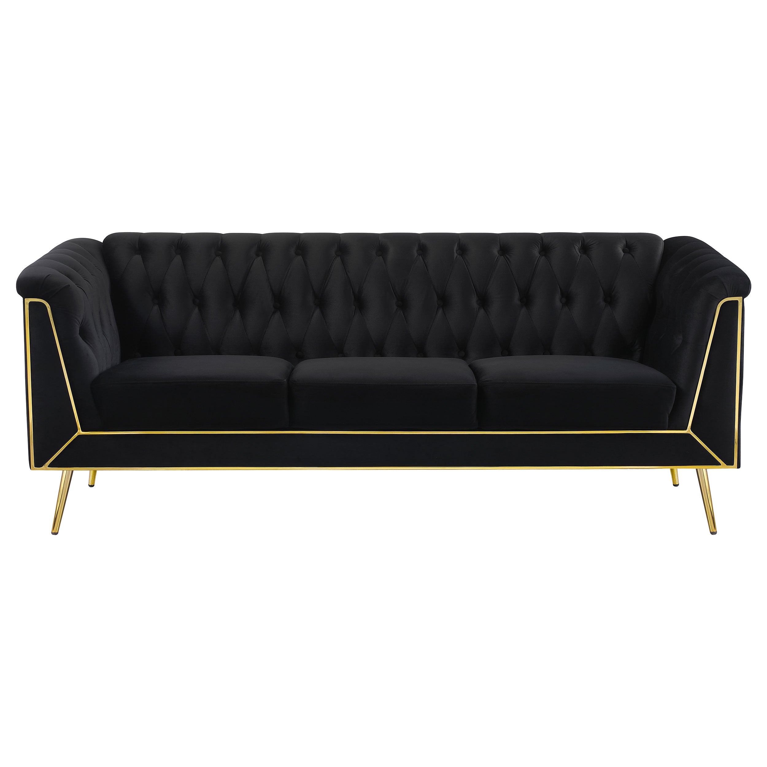 Coaster Holly Tuxedo Arm Tufted Back Sofa Black Default Title