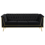 Coaster Holly Tuxedo Arm Tufted Back Sofa Black Default Title