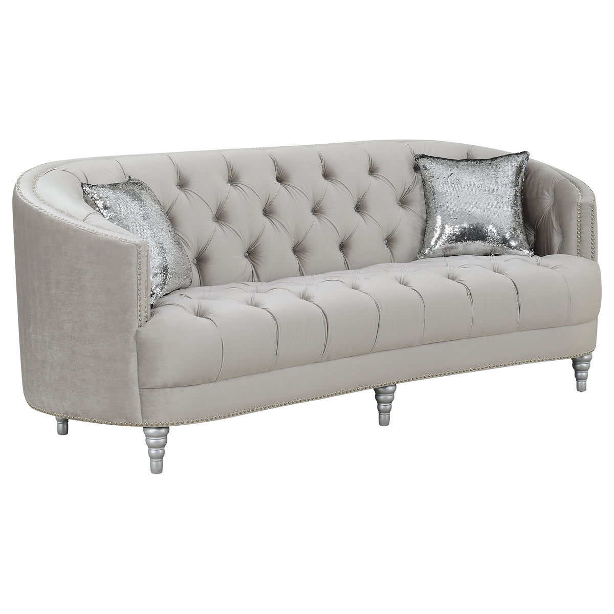 Coaster Avonlea Sloped Arm Tufted Sofa Grey Default Title