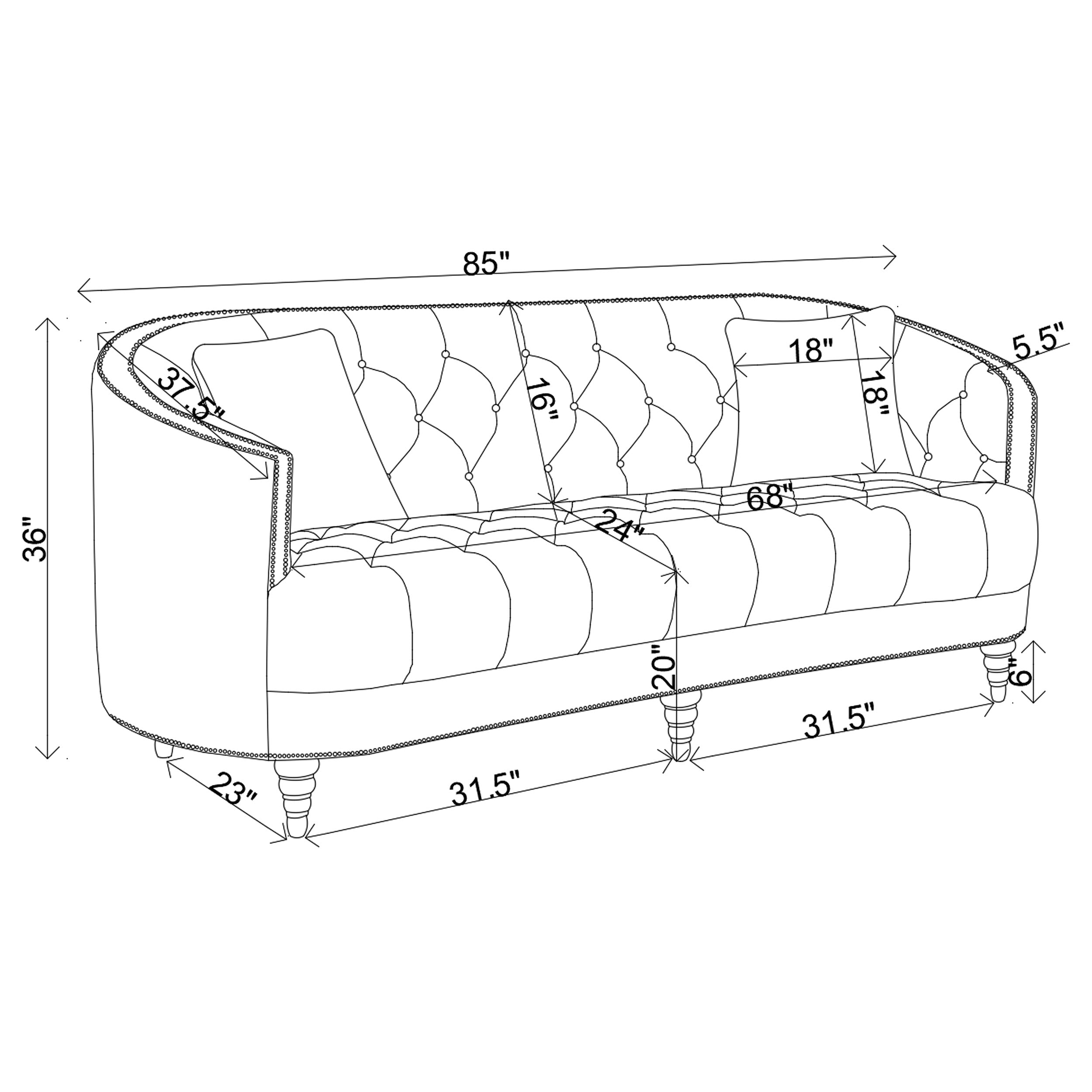 Coaster Avonlea Sloped Arm Tufted Sofa Grey Default Title