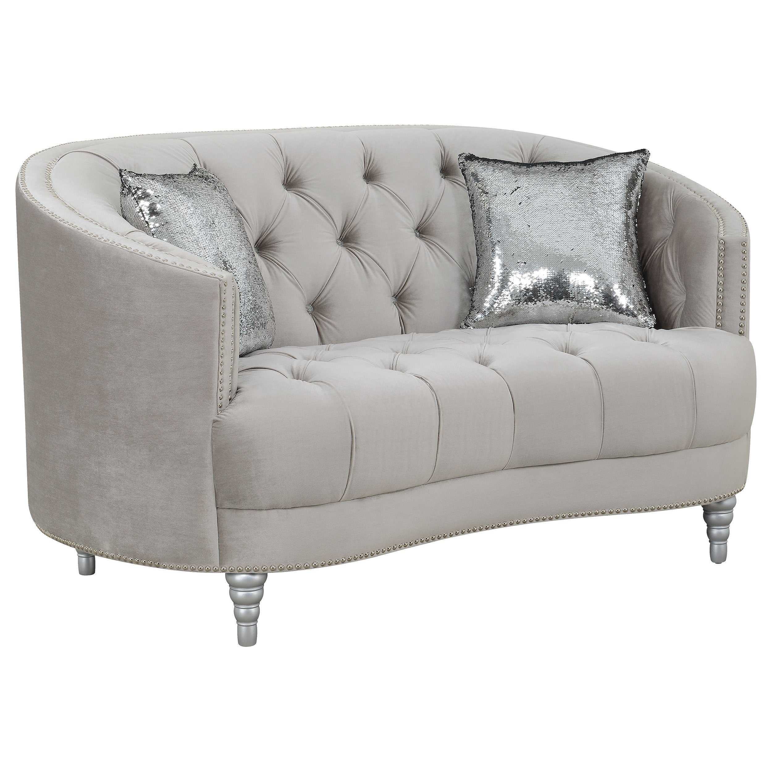 Coaster Avonlea Sloped Arm Tufted Loveseat Grey Default Title