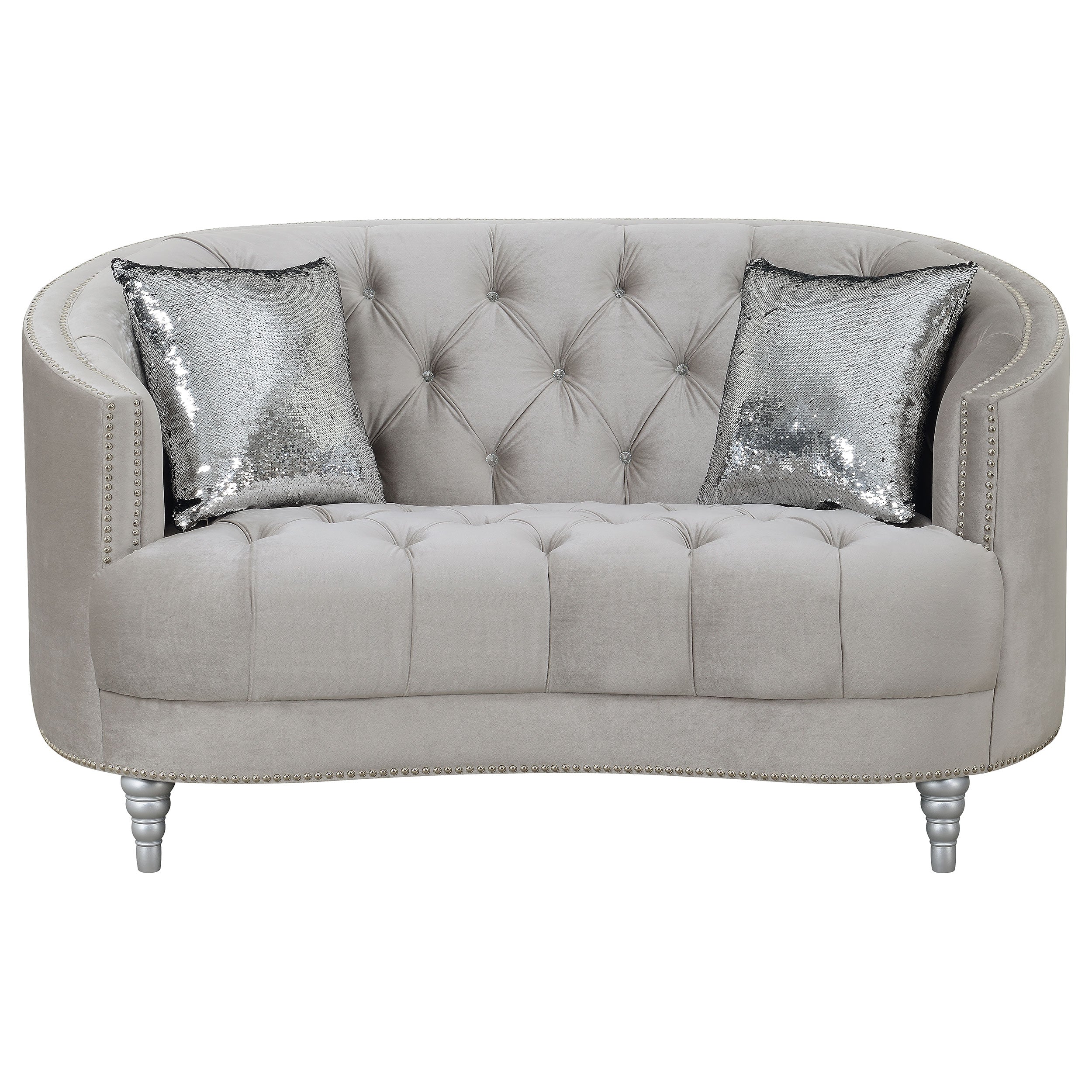 Coaster Avonlea Sloped Arm Tufted Loveseat Grey Default Title