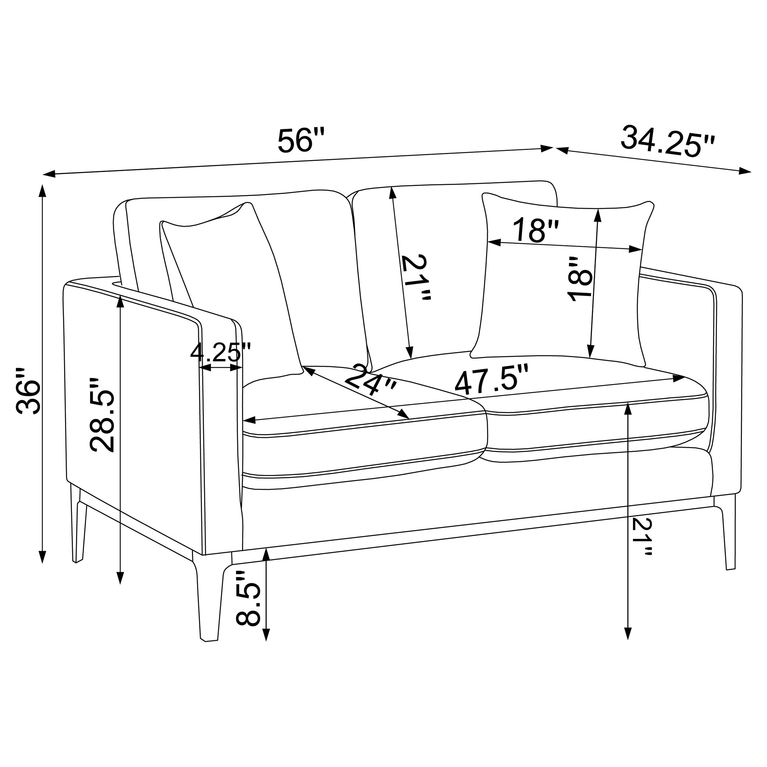 Coaster Apperson Cushioned Back Loveseat Light Grey Default Title