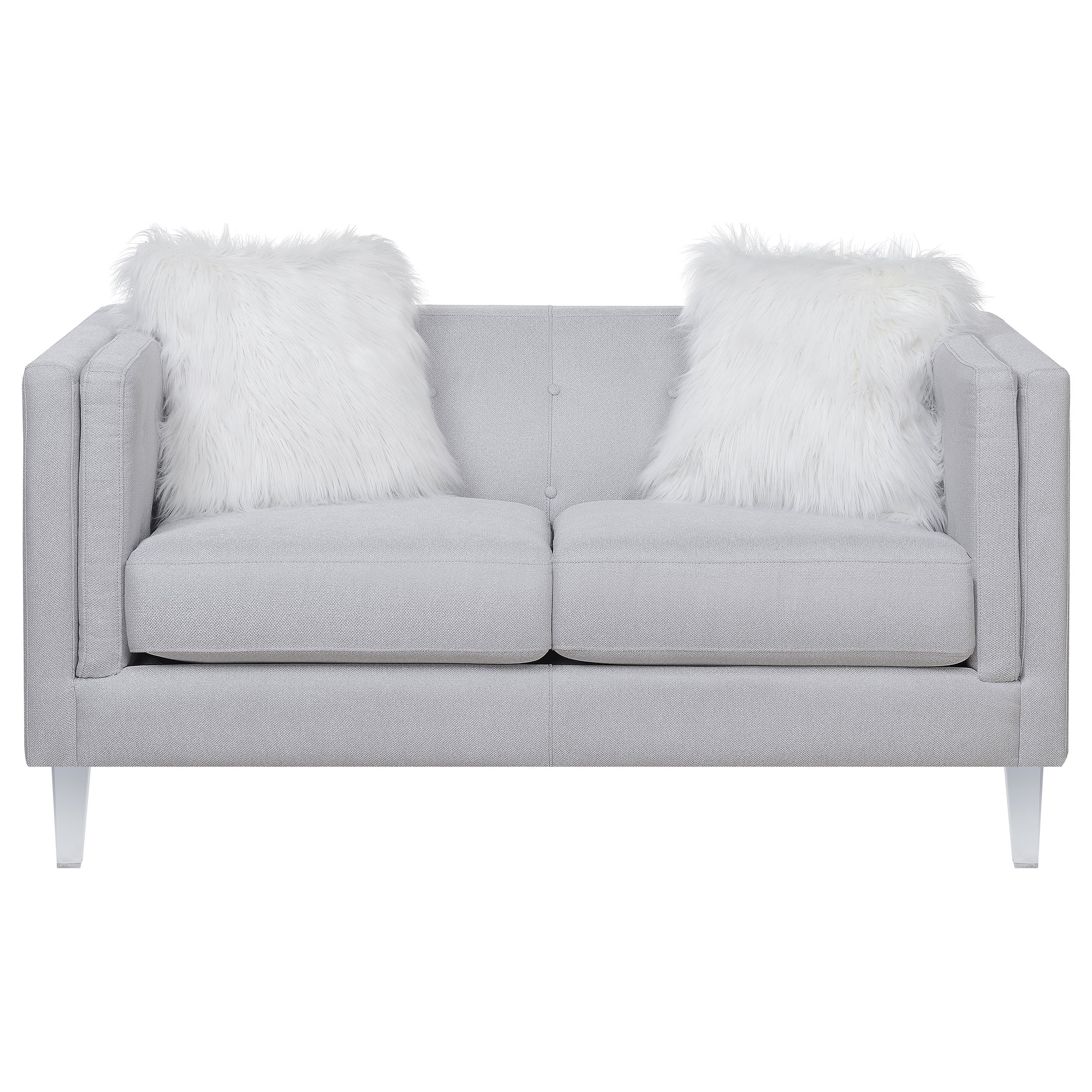 Coaster Glacier Tufted Upholstered Loveseat Light Grey Default Title