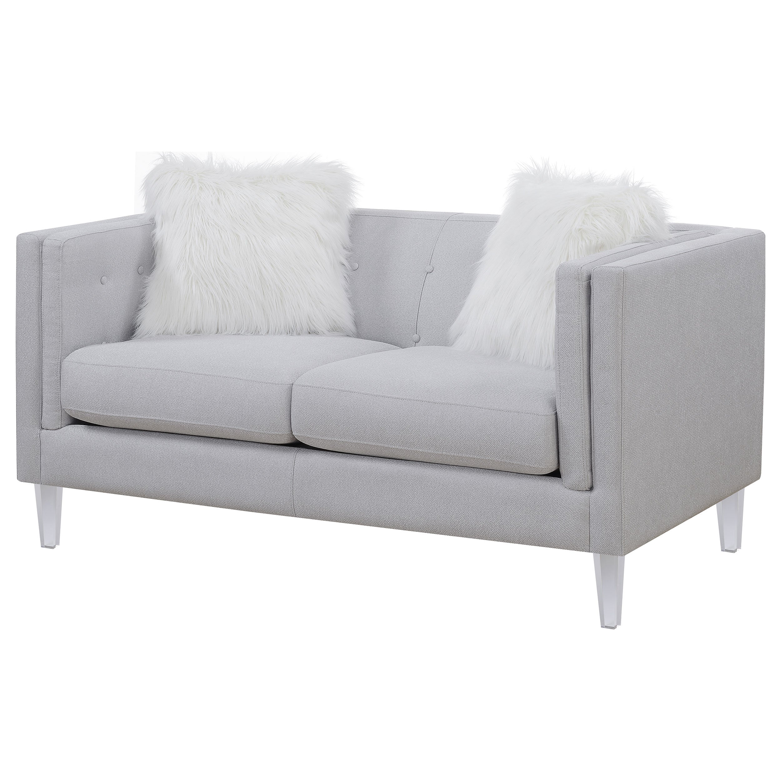 Coaster Glacier Tufted Upholstered Loveseat Light Grey Default Title