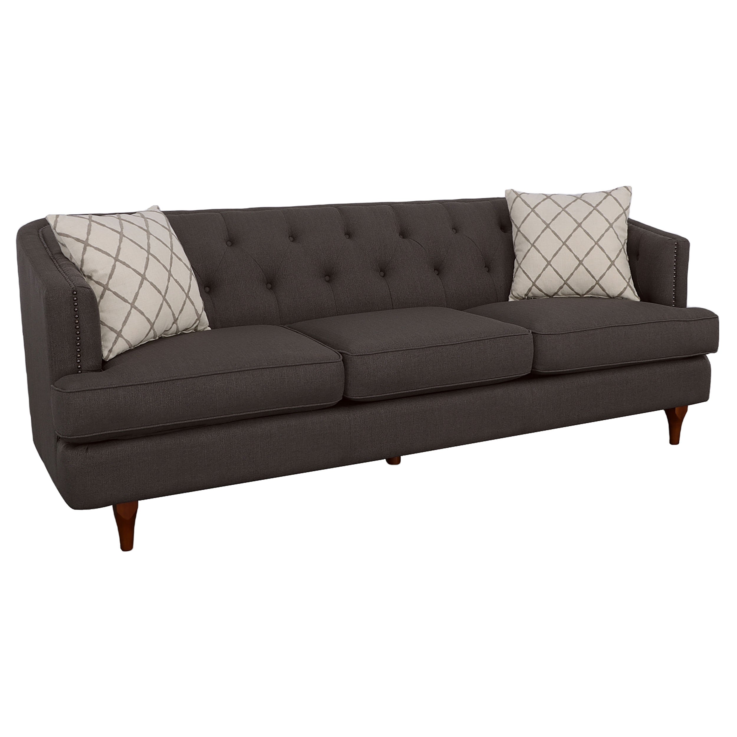 Coaster Shelby Recessed Arms and Tufted Tight Back Sofa Grey and Brown Default Title