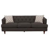 Coaster Shelby Recessed Arms and Tufted Tight Back Sofa Grey and Brown Default Title