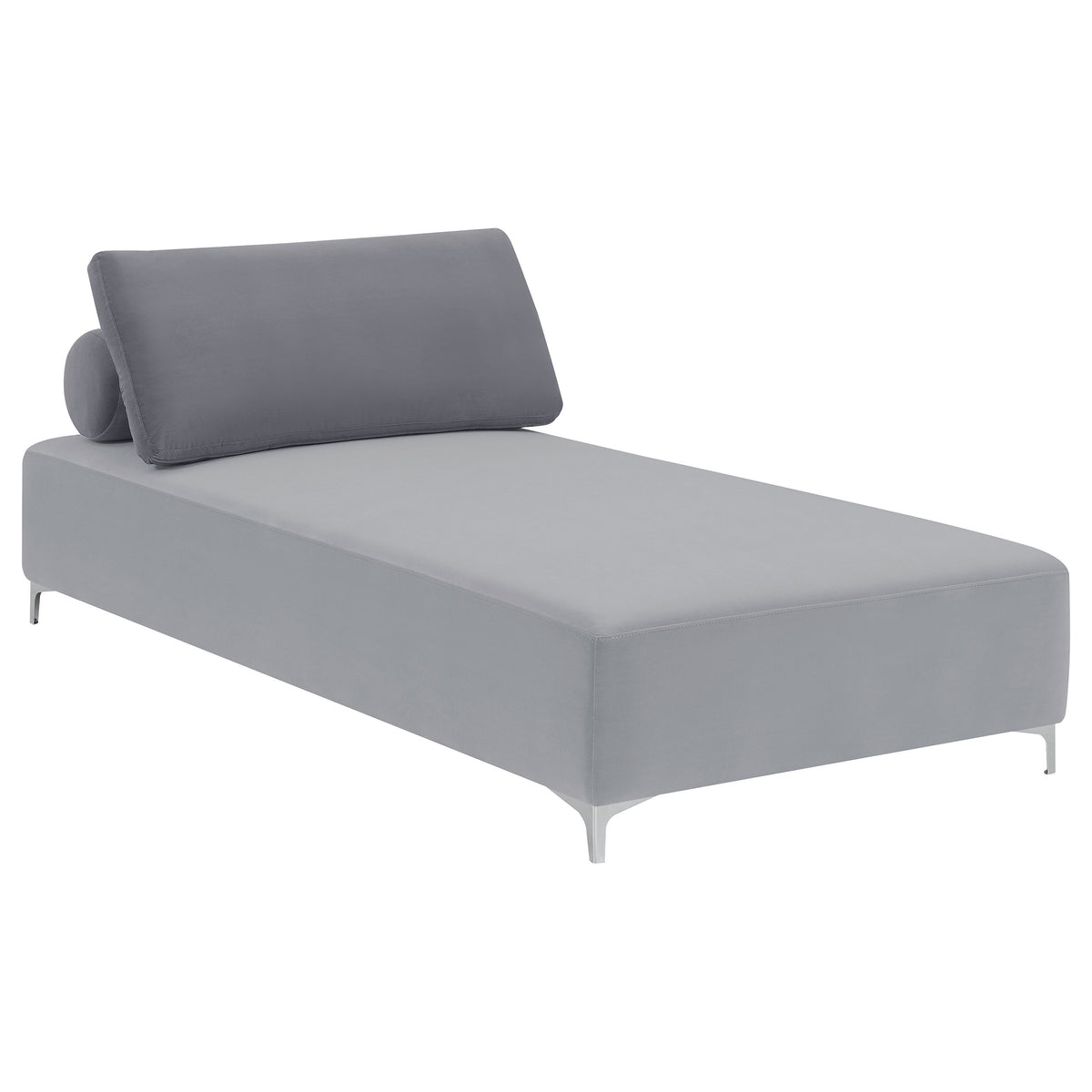 Coaster Giovanni Upholstered Accent Chaise with Removable Pillow Grey Default Title