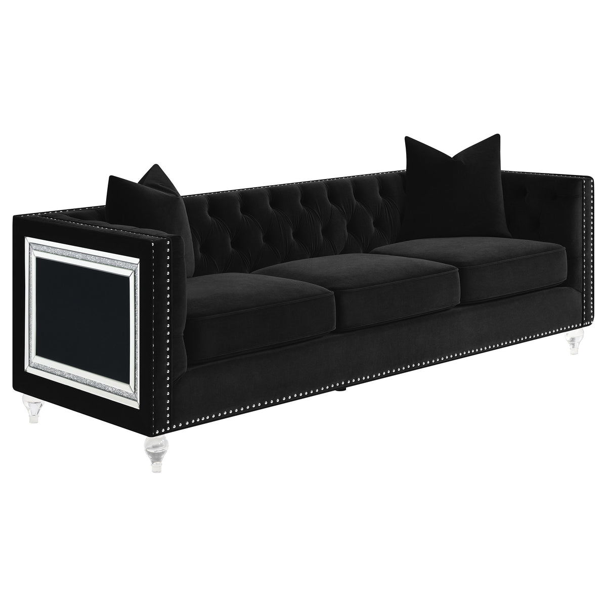 Coaster Delilah Upholstered Tufted Tuxedo Arm Sofa Black Default Title