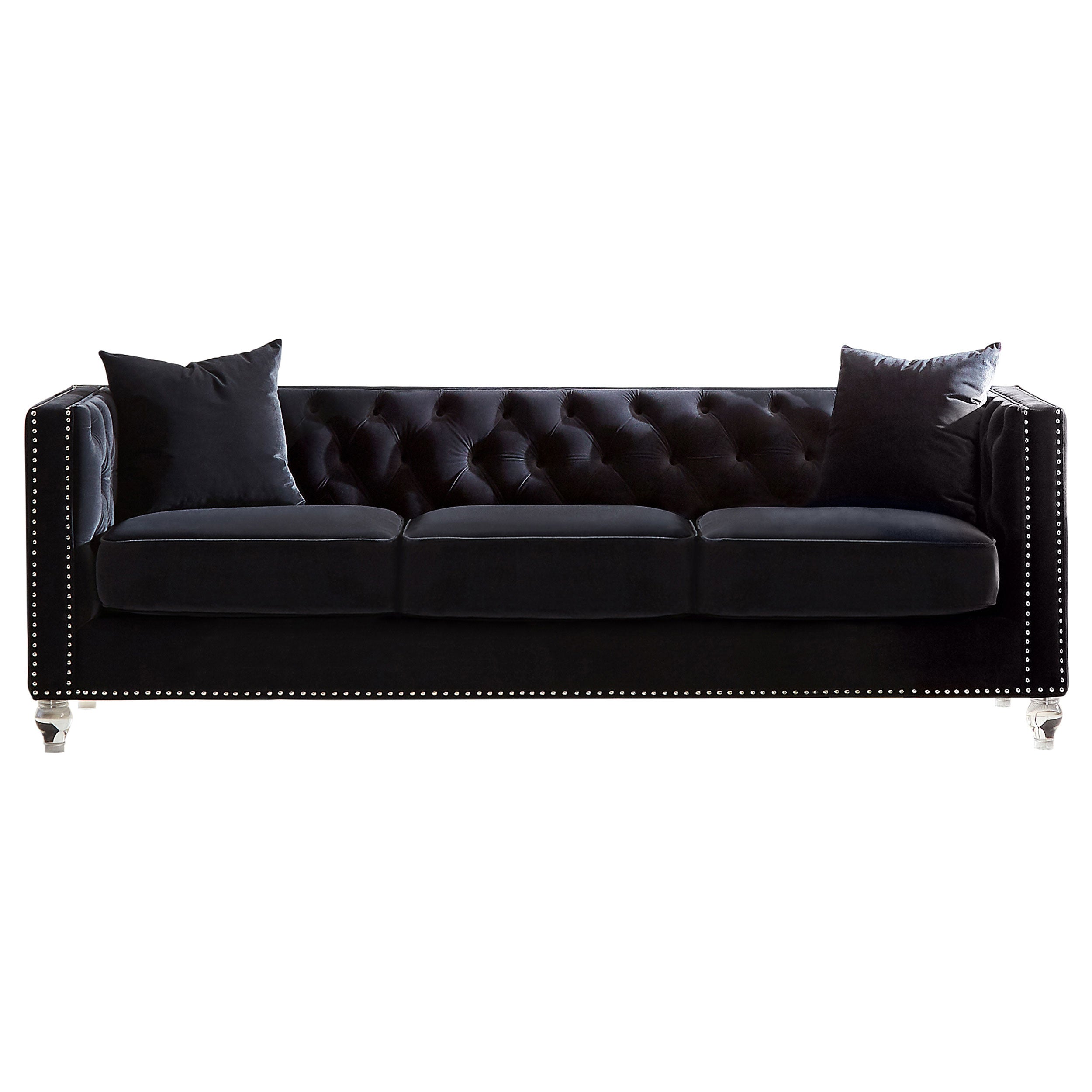 Coaster Delilah Upholstered Tufted Tuxedo Arm Sofa Black Default Title