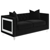 Coaster Delilah Upholstered Tufted Tuxedo Arm Loveseat Black Default Title