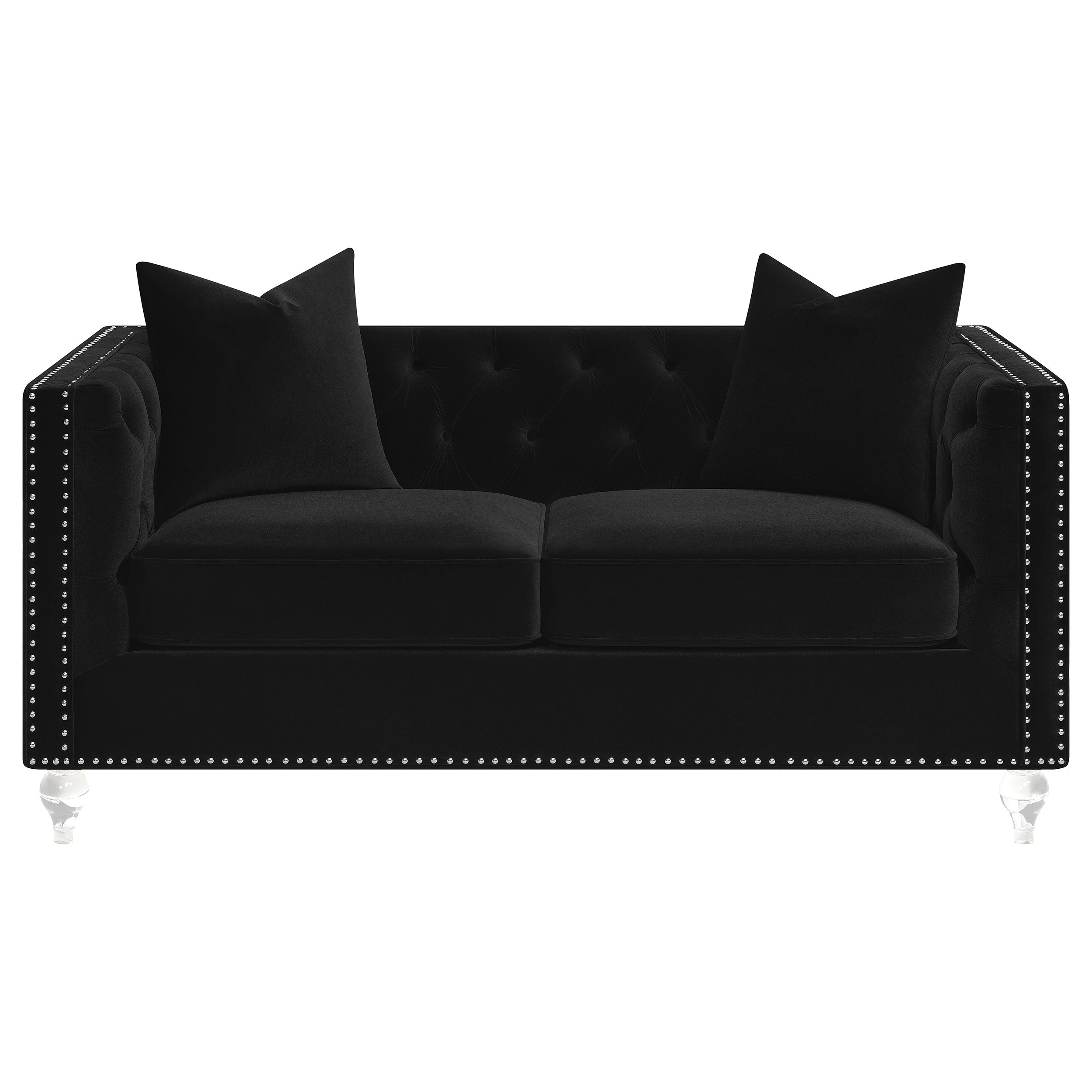 Coaster Delilah Upholstered Tufted Tuxedo Arm Loveseat Black Default Title