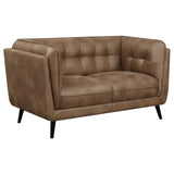 Coaster Thatcher Upholstered Button Tufted Loveseat Brown Default Title