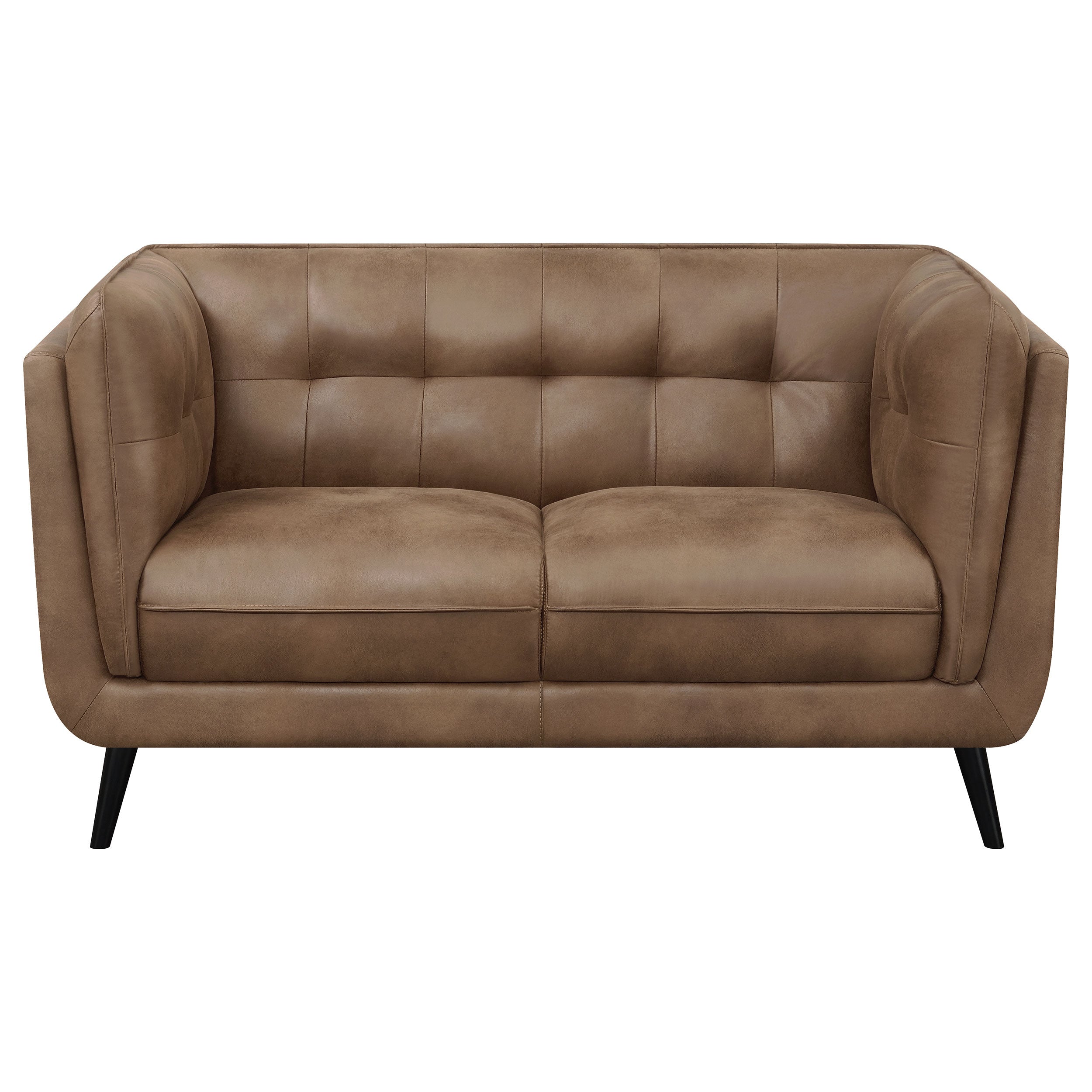 Coaster Thatcher Upholstered Button Tufted Loveseat Brown Default Title