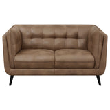 Coaster Thatcher Upholstered Button Tufted Loveseat Brown Default Title