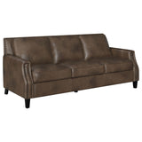 Coaster Leaton Upholstered Recessed Arms Sofa Brown Sugar Default Title