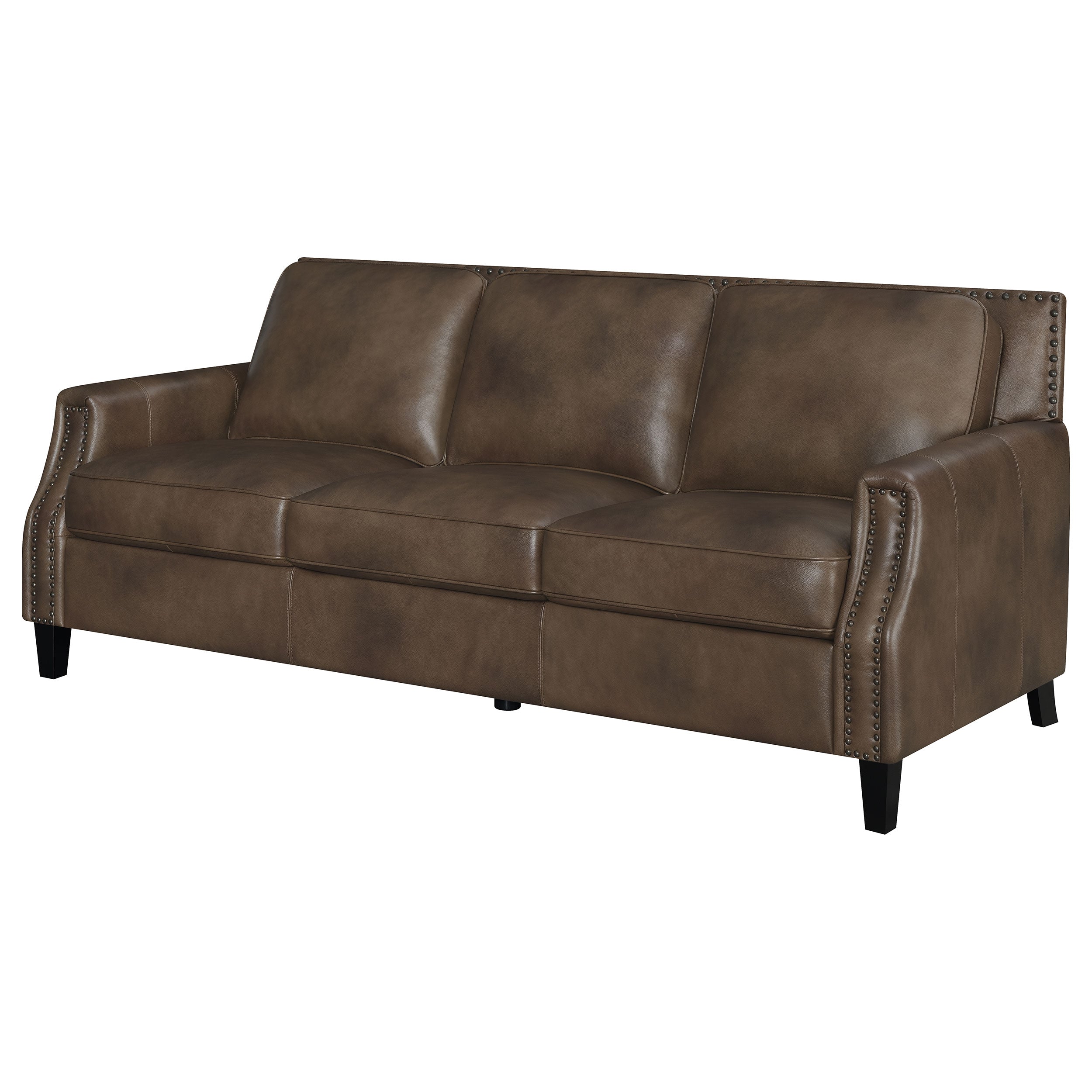 Coaster Leaton Upholstered Recessed Arms Sofa Brown Sugar Default Title