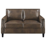 Coaster Leaton Upholstered Recessed Arms Loveseat Brown Sugar Default Title