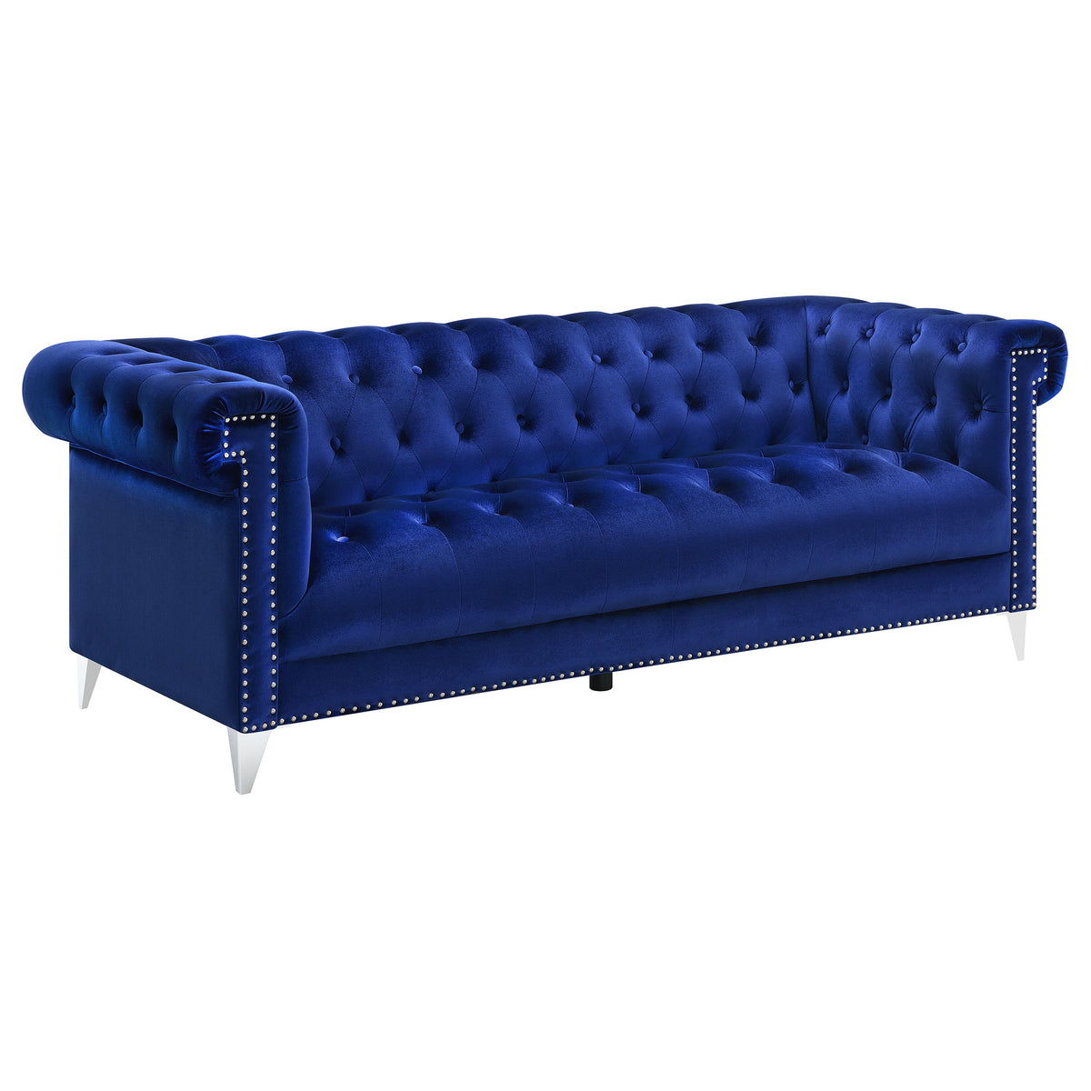 Coaster Bleker Tufted Tuxedo Arm Sofa Blue Default Title