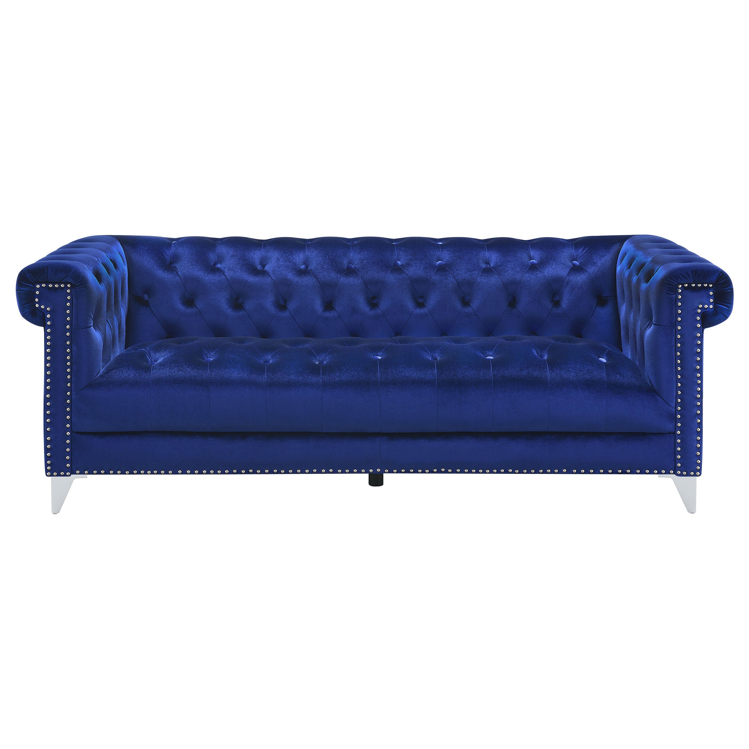 Coaster Bleker Tufted Tuxedo Arm Sofa Blue Default Title