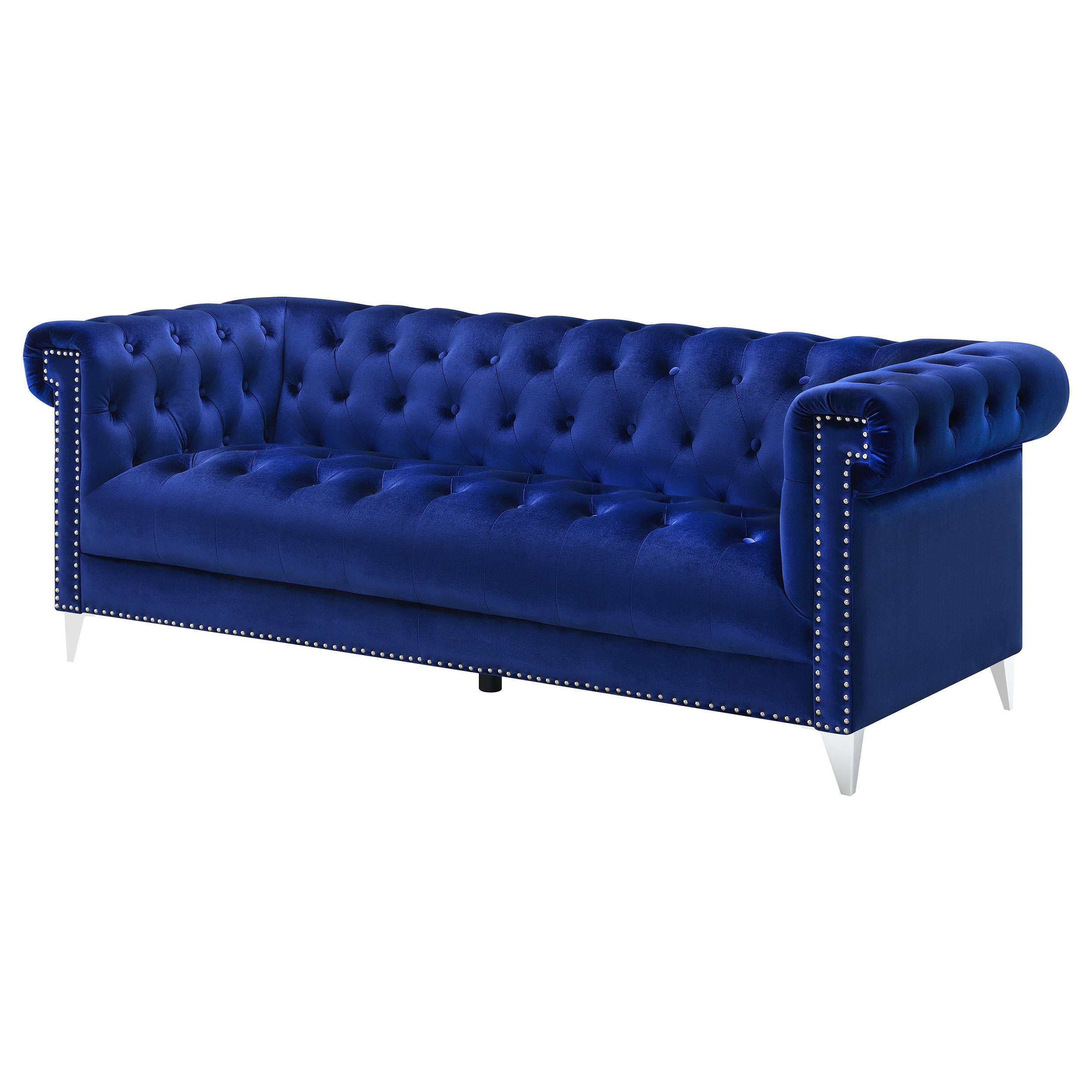 Coaster Bleker Tufted Tuxedo Arm Sofa Blue Default Title