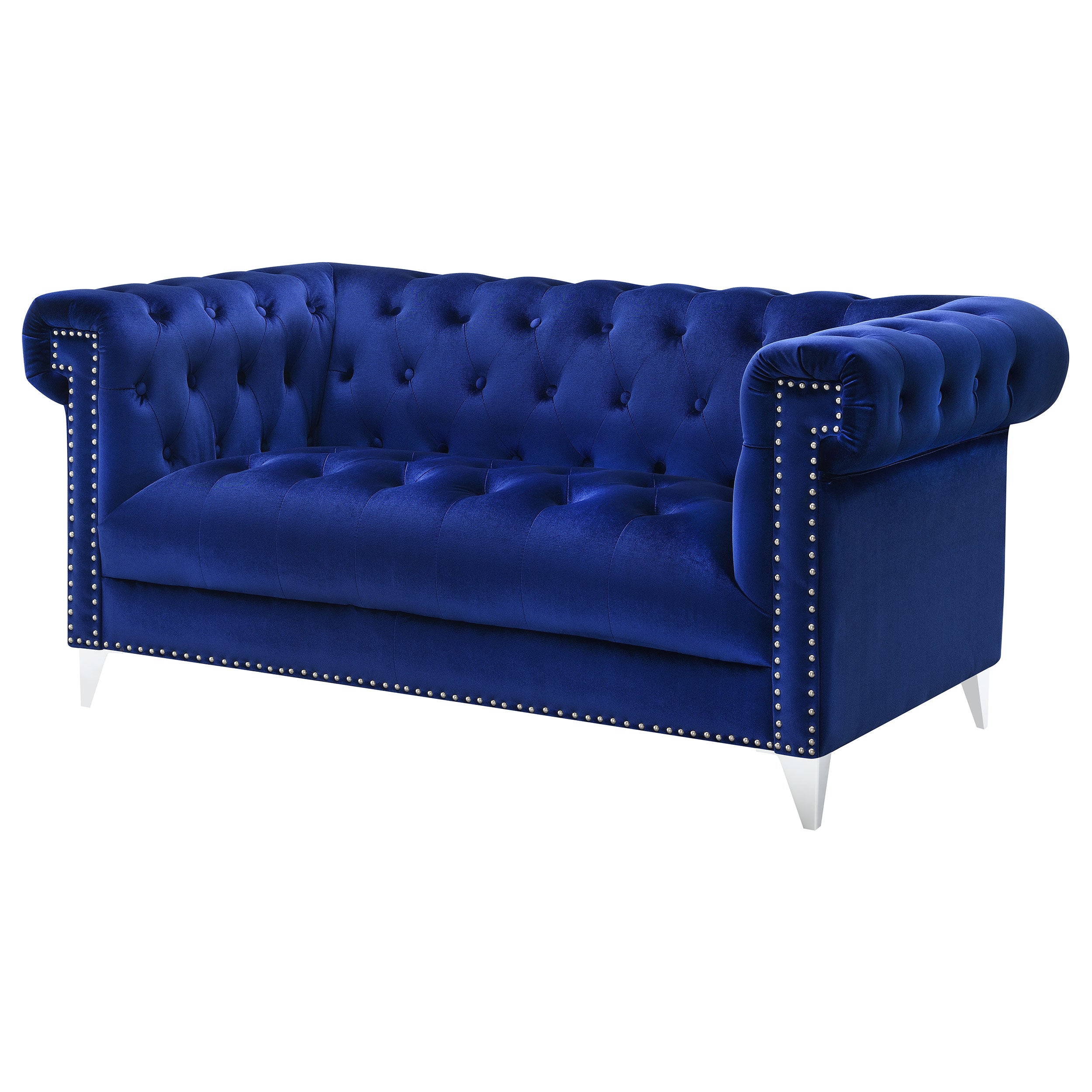 Coaster Bleker Tufted Tuxedo Arm Loveseat Blue Default Title