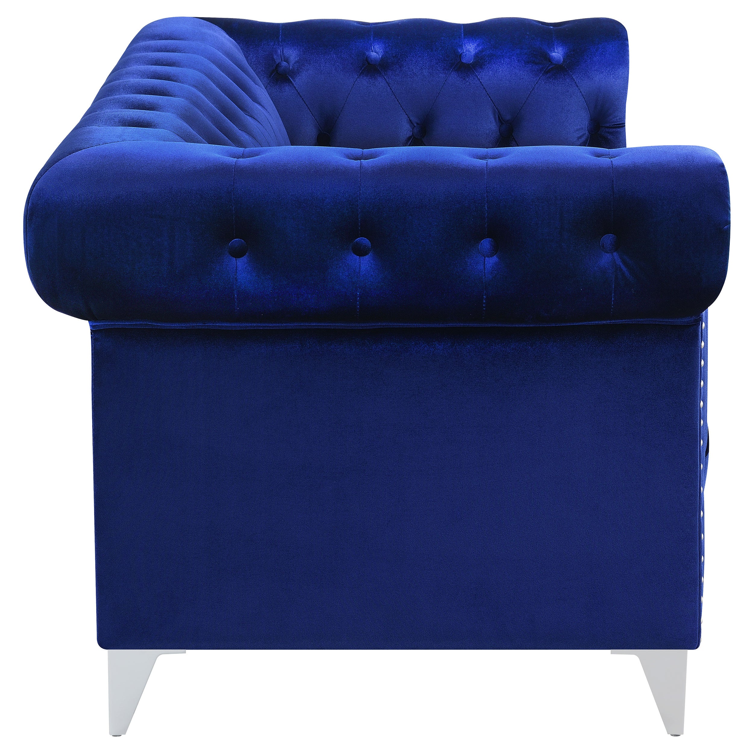 Coaster Bleker Tufted Tuxedo Arm Loveseat Blue Default Title