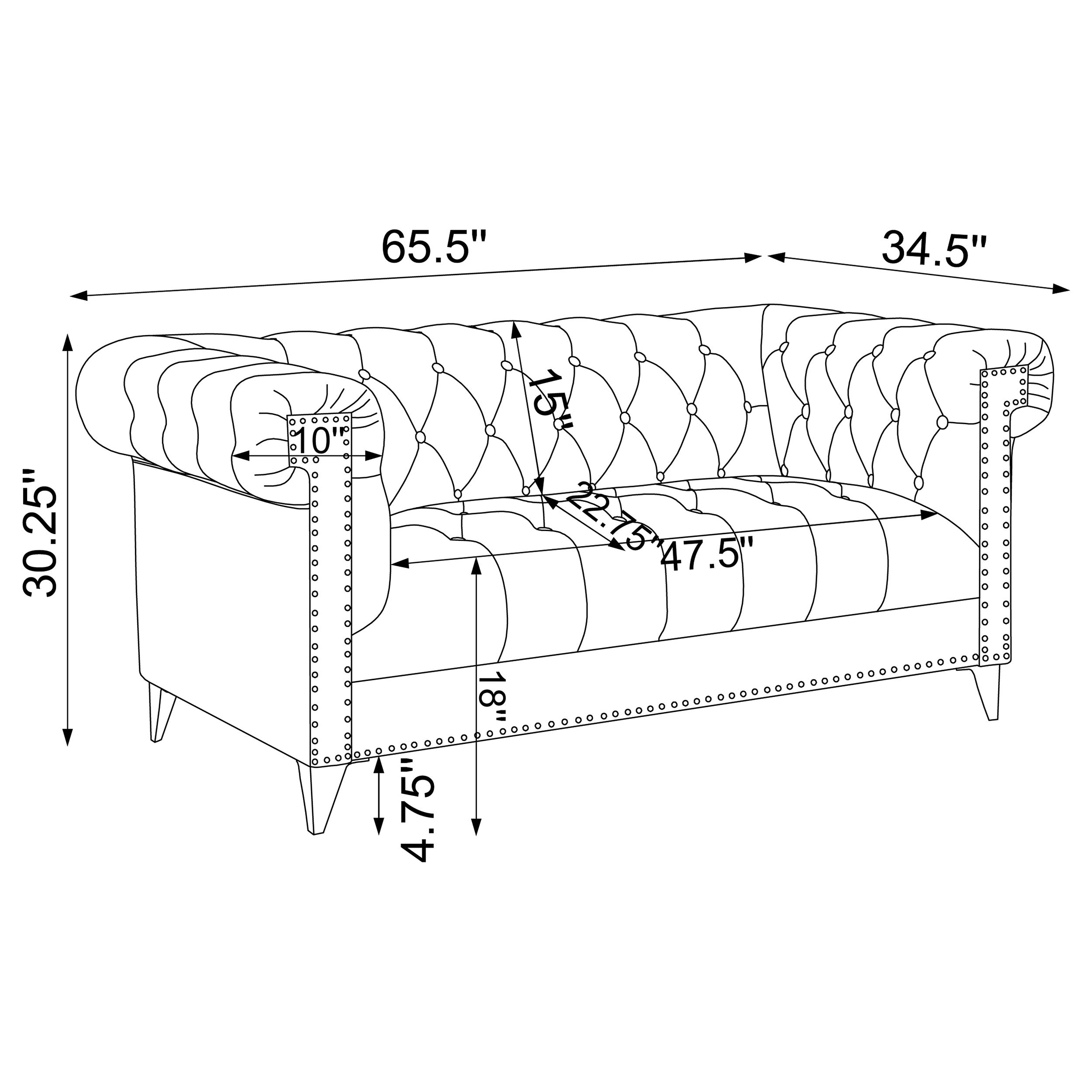 Coaster Bleker Tufted Tuxedo Arm Loveseat Blue Default Title