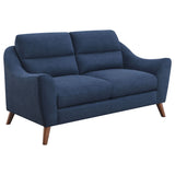 Coaster Gano Sloped Arm Upholstered Loveseat Navy Blue Default Title