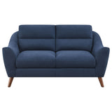 Coaster Gano Sloped Arm Upholstered Loveseat Navy Blue Default Title