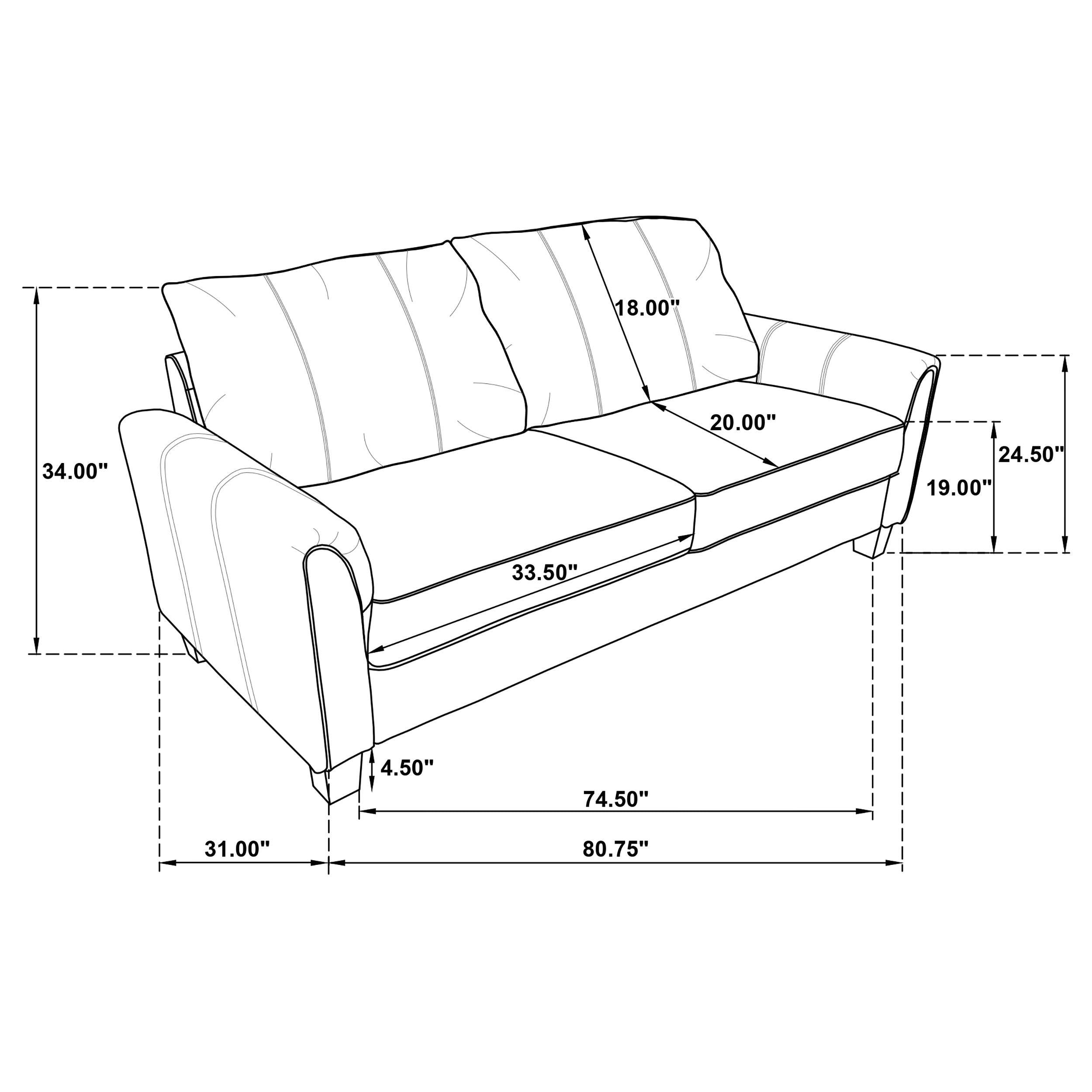 Coaster Davis Upholstered Rolled Arm Sofa Grey Default Title