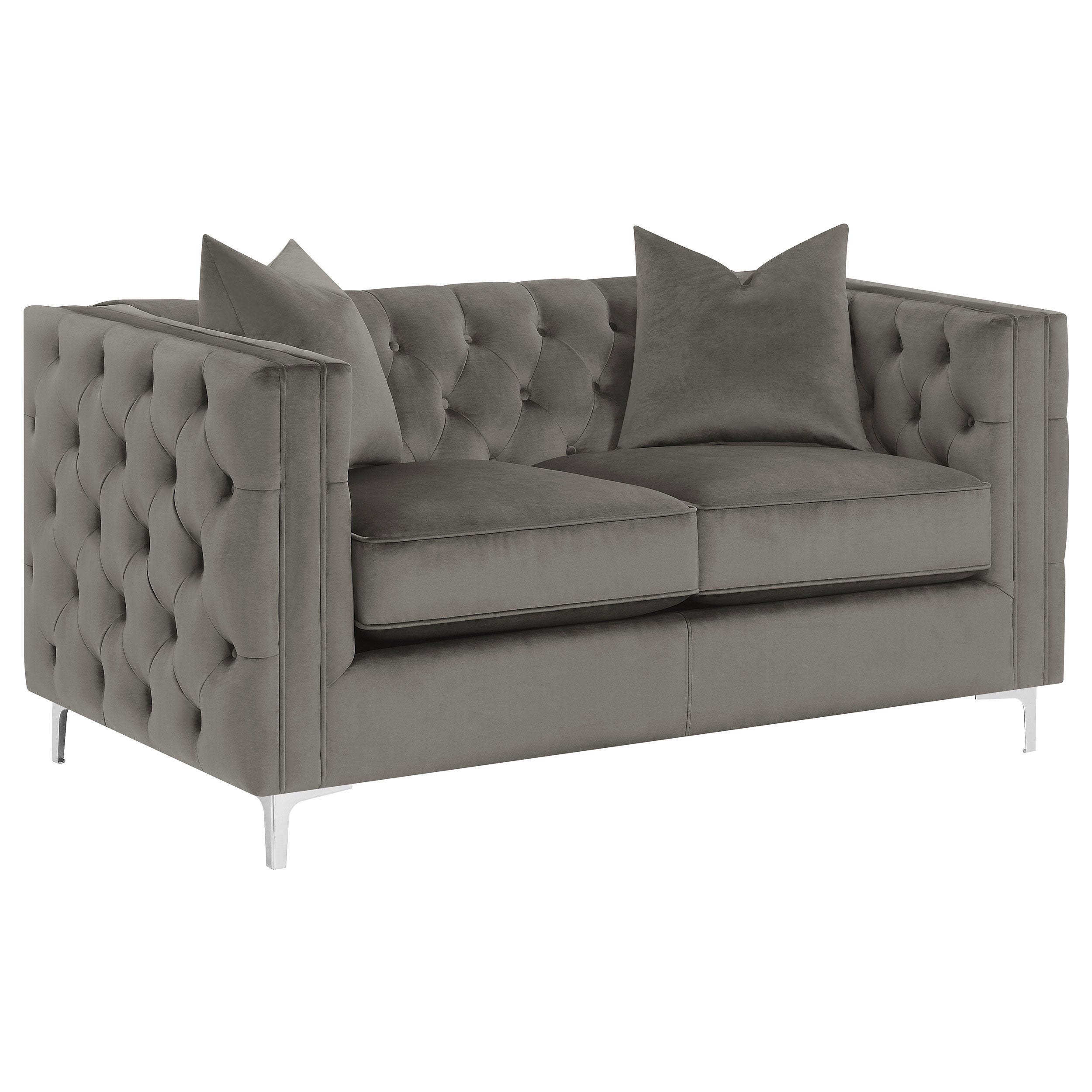 Coaster Phoebe Tufted Tuxedo Arms Loveseat Urban Bronze Default Title