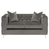 Coaster Phoebe Tufted Tuxedo Arms Loveseat Urban Bronze Default Title