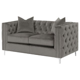 Coaster Phoebe Tufted Tuxedo Arms Loveseat Urban Bronze Default Title