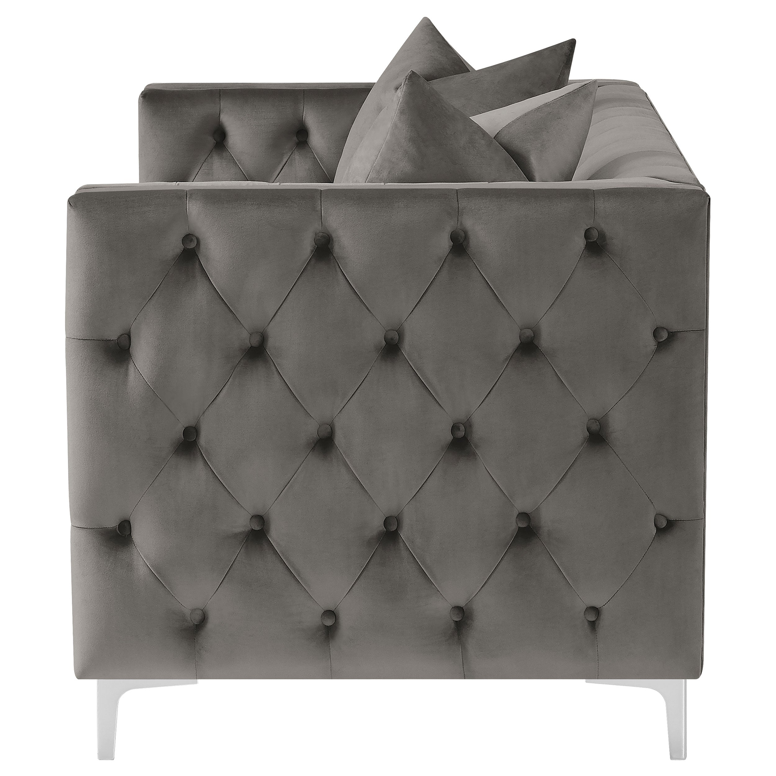 Coaster Phoebe Tufted Tuxedo Arms Loveseat Urban Bronze Default Title