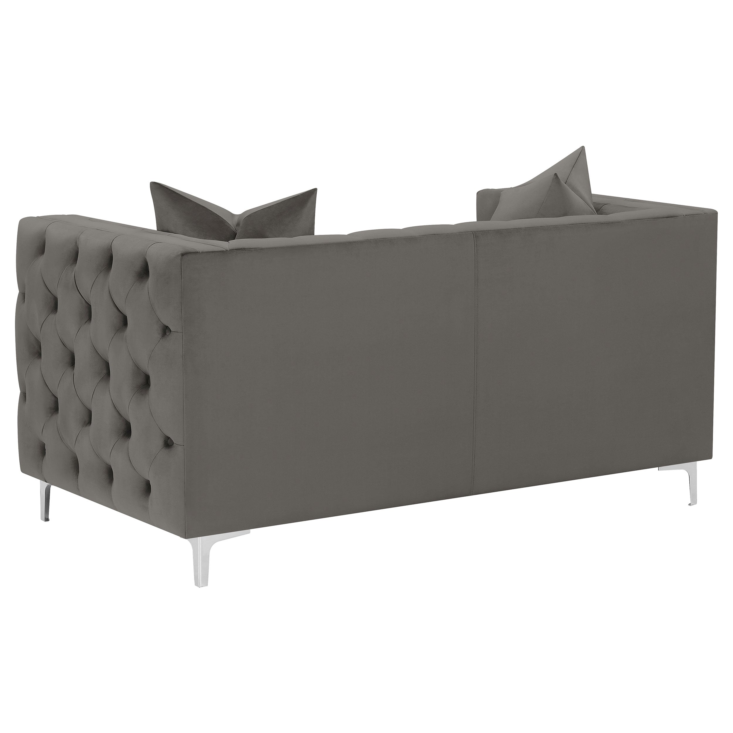 Coaster Phoebe Tufted Tuxedo Arms Loveseat Urban Bronze Default Title