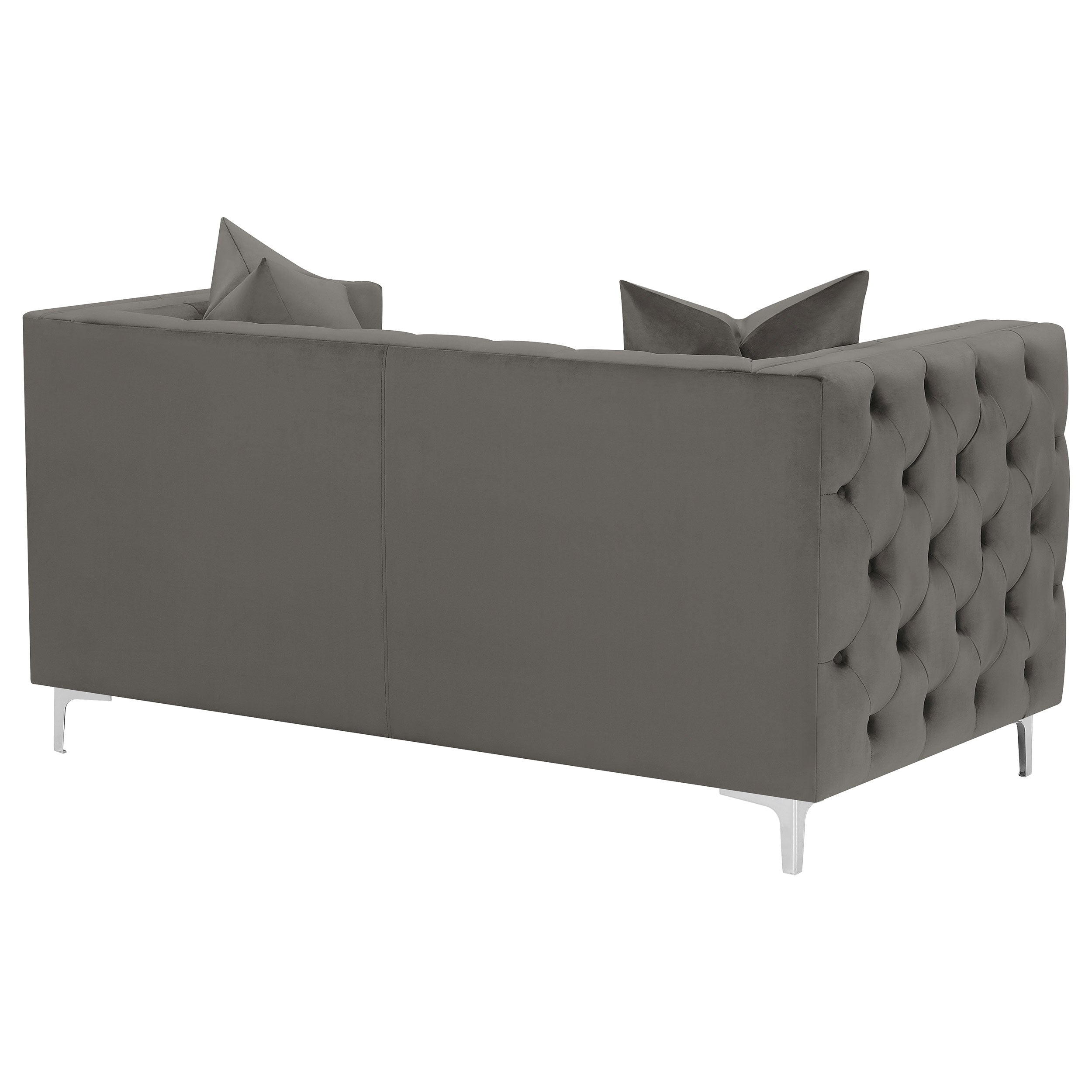 Coaster Phoebe Tufted Tuxedo Arms Loveseat Urban Bronze Default Title