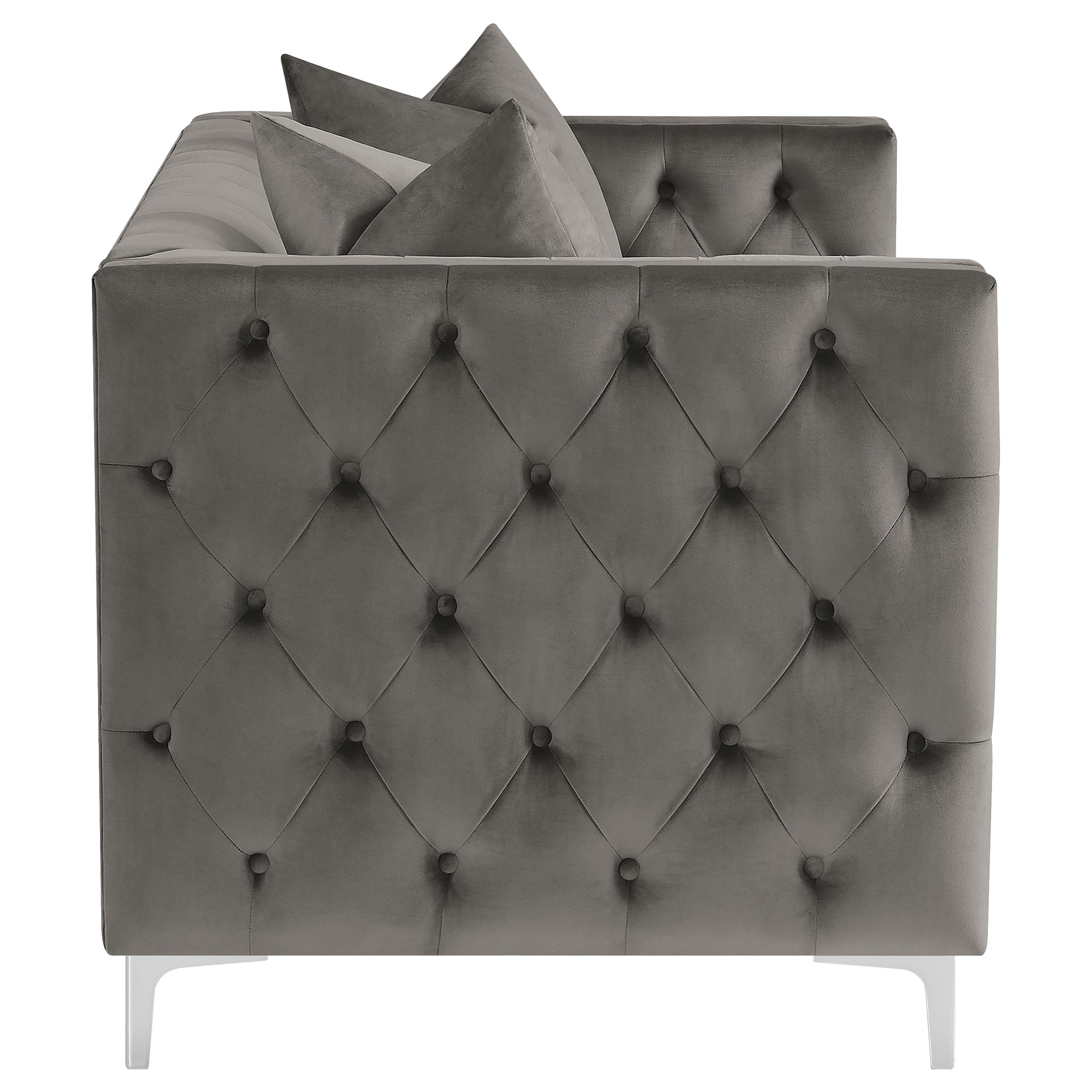 Coaster Phoebe Tufted Tuxedo Arms Loveseat Urban Bronze Default Title