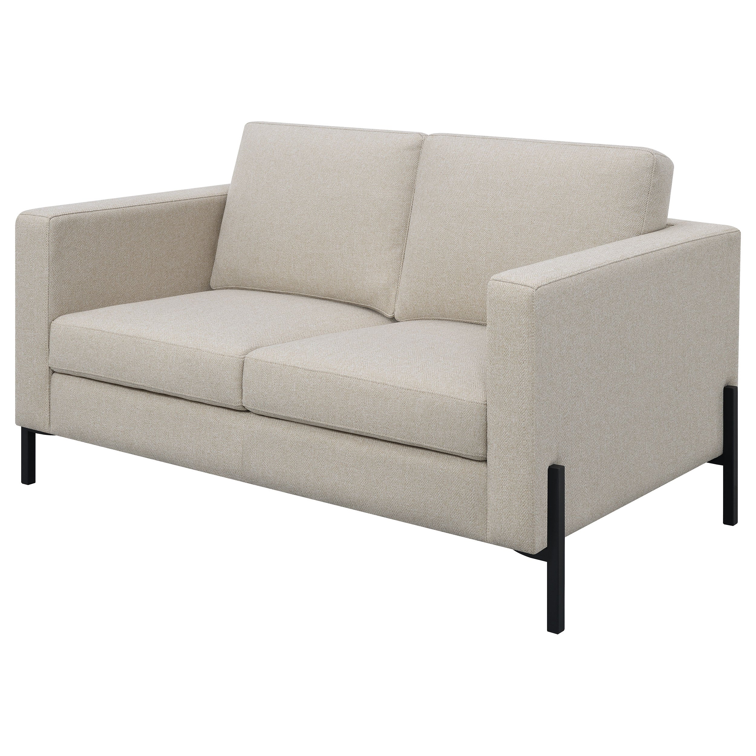 Coaster Tilly Upholstered Track Arms Loveseat Oatmeal Default Title