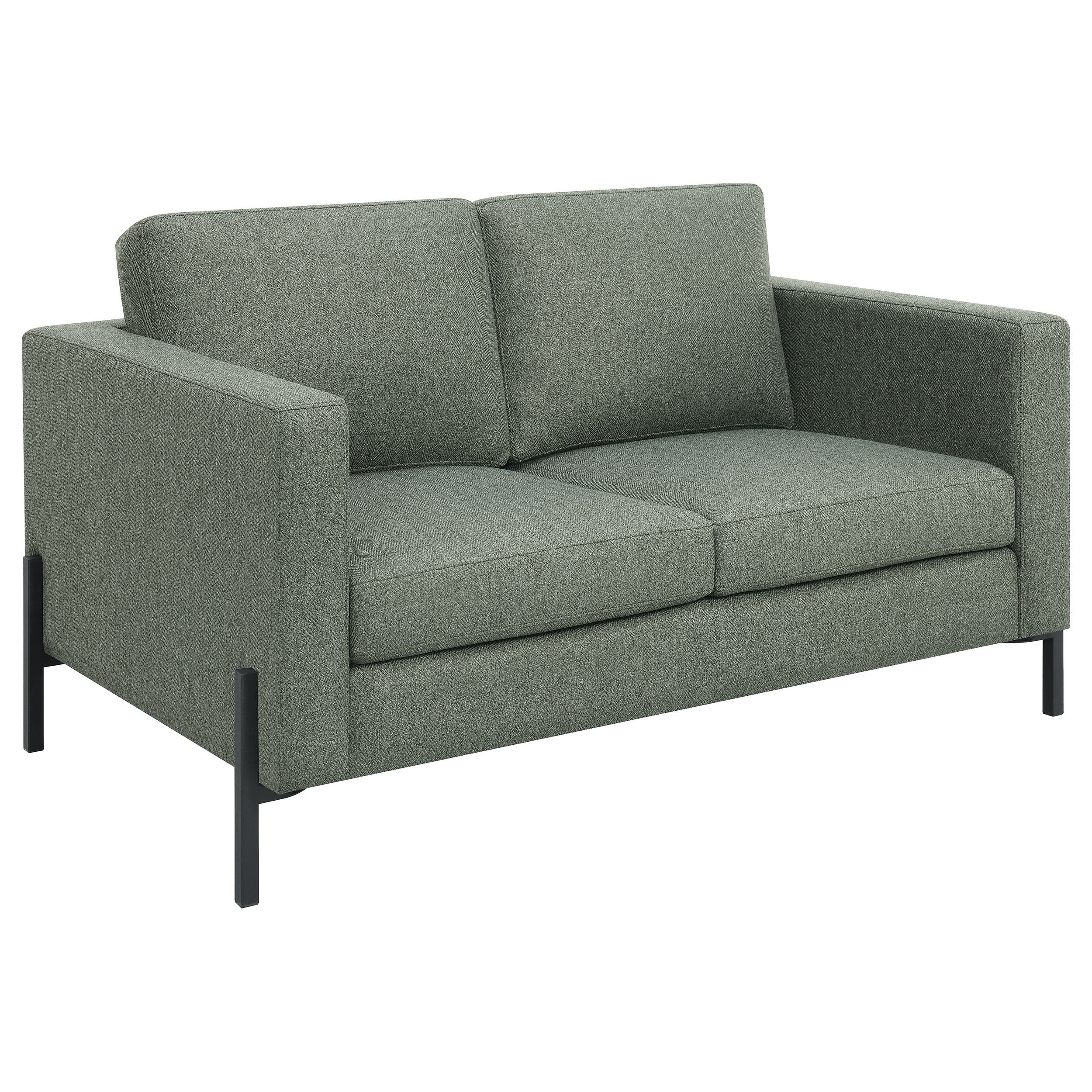 Coaster Tilly Upholstered Track Arms Loveseat Sage Default Title