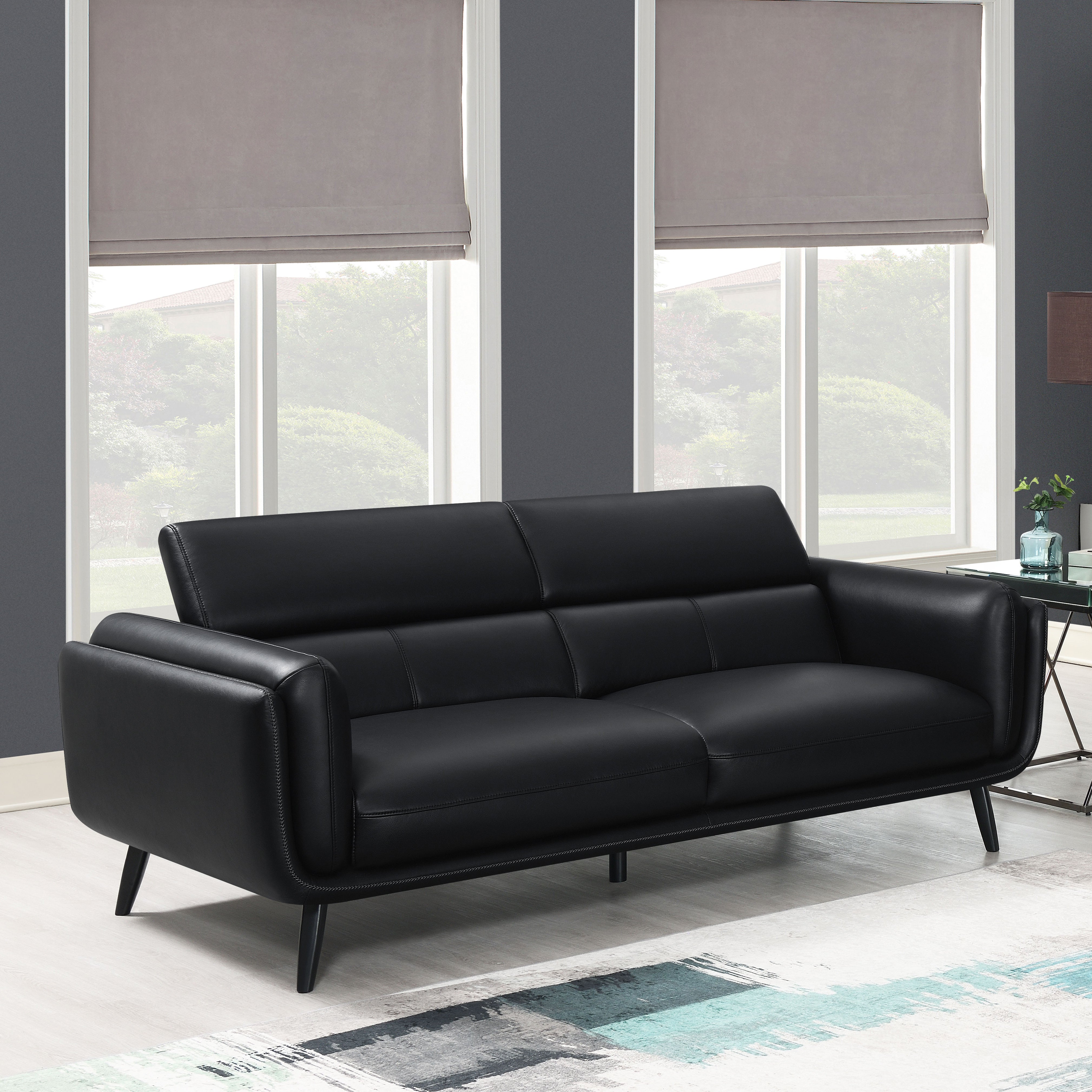 Coaster Shania Track Arms Sofa with Tapered Legs Black Default Title