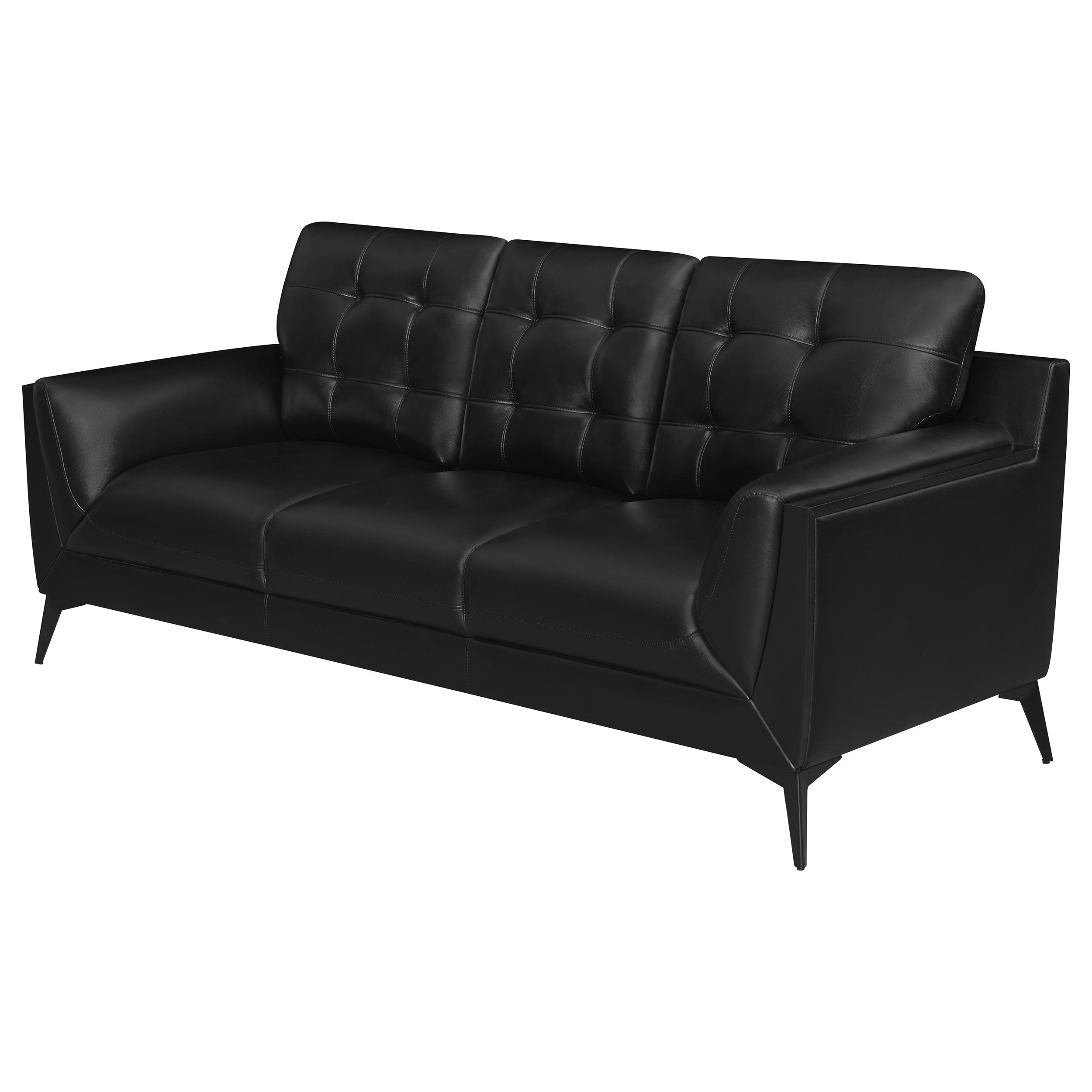 Coaster Moira Upholstered Tufted Sofa with Track Arms Black Default Title